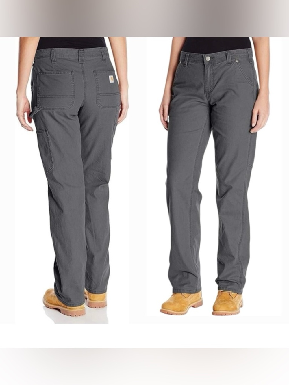 Carhartt Loose Fit Gray Canvas Carpenter Work Pants Utility Women’s Size 4 Short